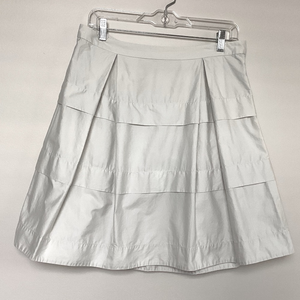 J. Crew Pleated Tiered Skirt in Grey - Size 8